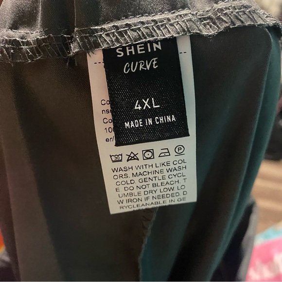 Shein Curve 4X Grey Ruched Stacked Pants Elastic Back Waist - Picture 4 of 6